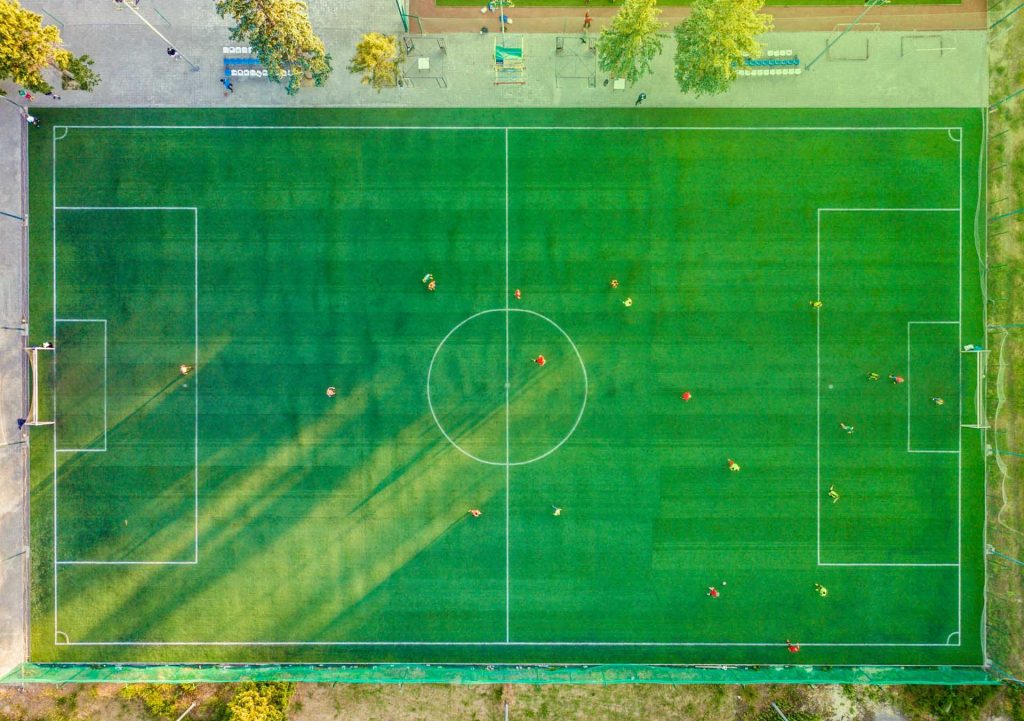 Teamaufstellung auf dem Spielfeld
